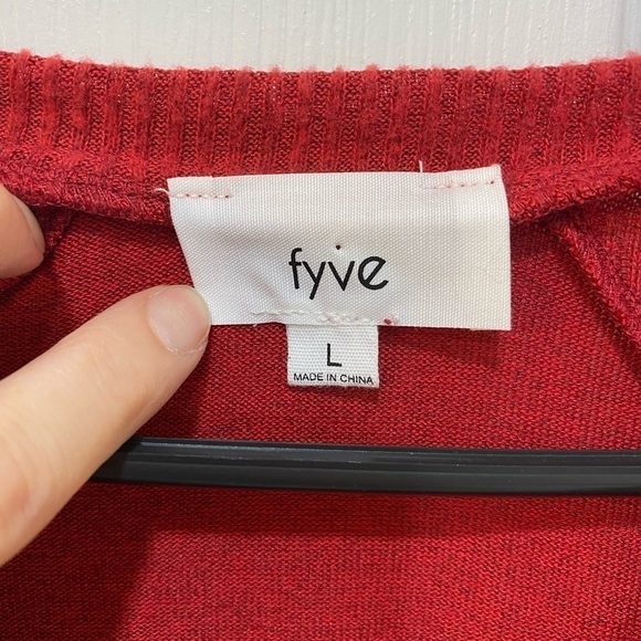 FYVE Long Sleeve Sweater Lightweight Heathered Red Women's Size L - Picture 5 of 8